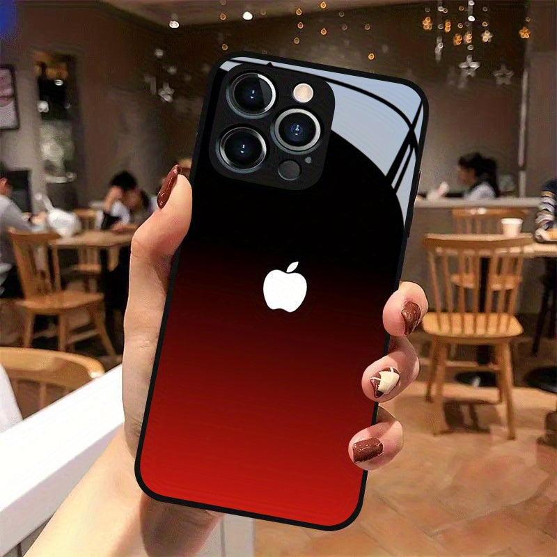 This Mobile Phone Case Features a Stylish Red And Black Gradient Design Made from Premium Glass. It Is Compatible with Various for iphone Models Including The for iphone 16 Series, 15 Series, 14 Series, 13 Series, 12 Series,