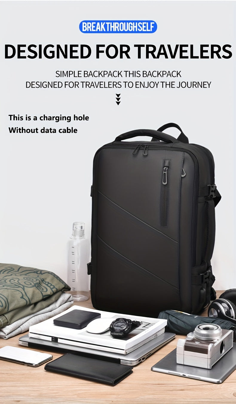 WEIXIER Unisex Large Capacity Travel Backpack – PU Leather Dual-Shoulder Bag with Horizontal Handle, Expandable Compartment & Independent Laptop Sleeve for Work, School & Weekend Trips