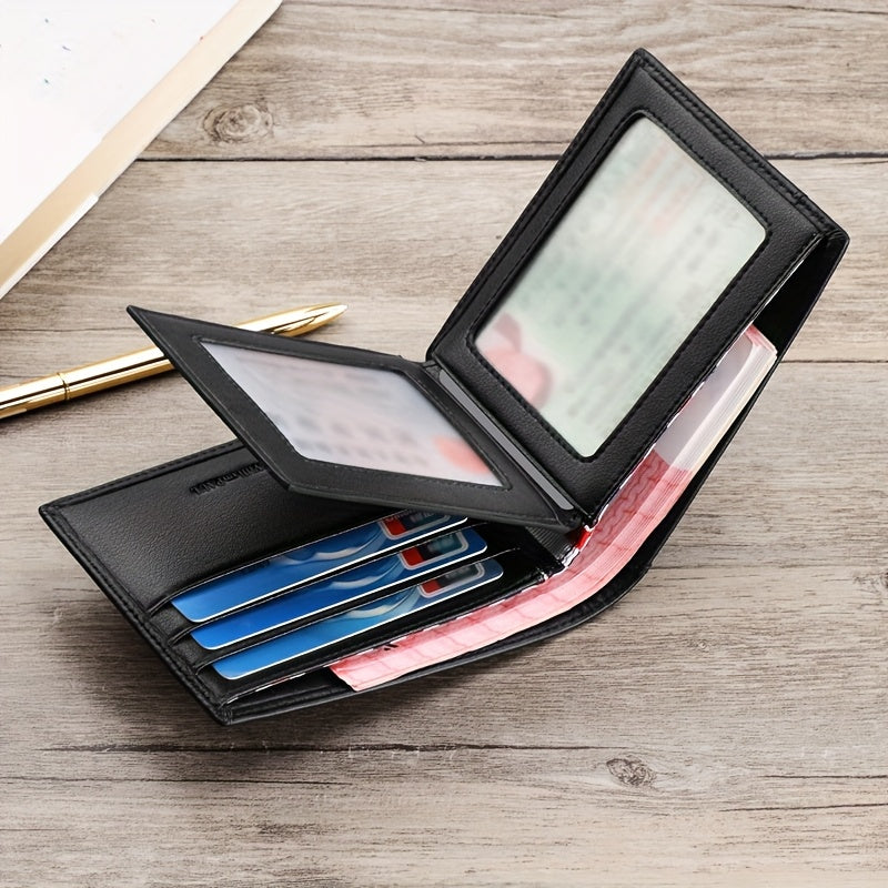 WilliamPAUL Men’s Slim Wallet – Blue Top-Grain Leather with Black & Golden Contrast Stitching, Card Holder, Coin Pocket & Document Organizer