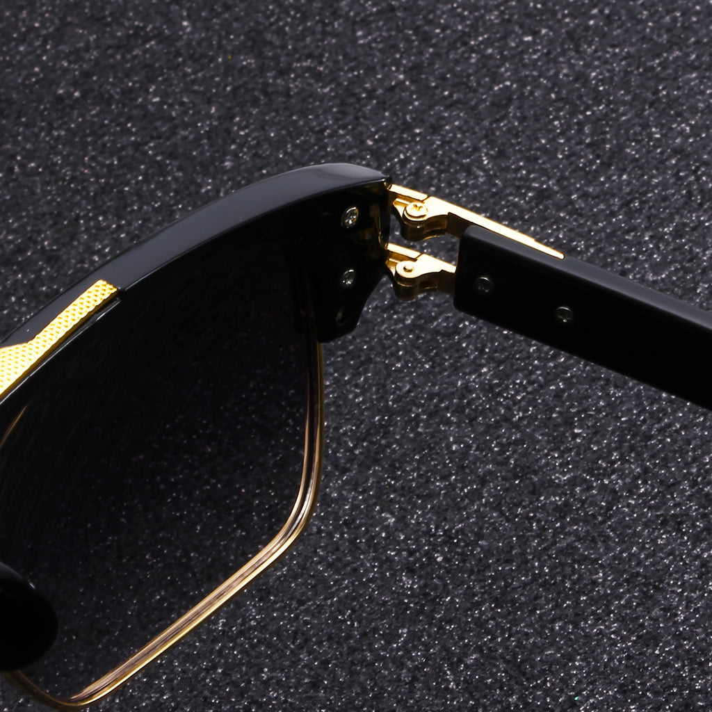 Retro Metal Half Frame Glasses for Women & Men - Oversized Lightweight Design with Sturdy Metal Hinge, Polycarbonate Frame & PC Lens, Retro Style for Parties, Casual Wear & Activities