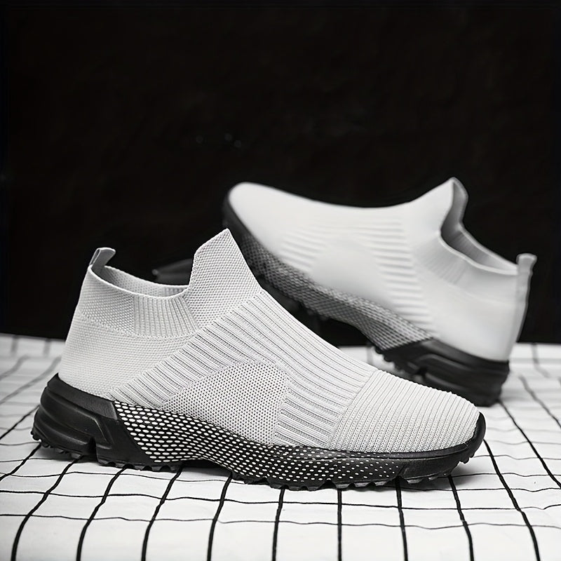 WANWEISI Breathable Slip-On Sneakers – Lightweight Unisex Knit Running Shoes with EVA Sole, Non-Slip Casual Trainers for Walking, Training & Daily Wear (Spring/Summer)