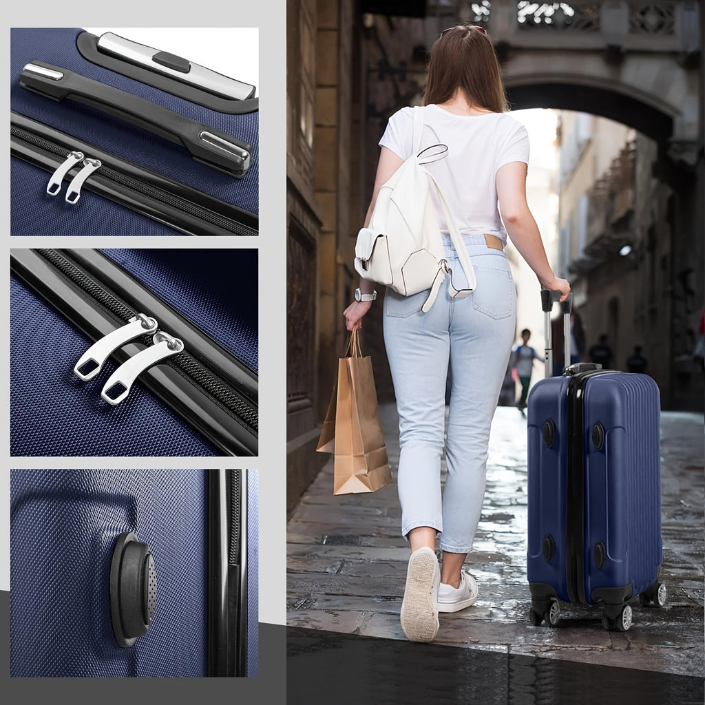 AUTOFOREVER 3-Piece ABS Hardshell Luggage Set – Super Light Scratch-Resistant 20"/24"/28" Spinner Suitcases with Aluminum Frame & Combination Lock (Bright Pink/Grey/Violet/Purple)