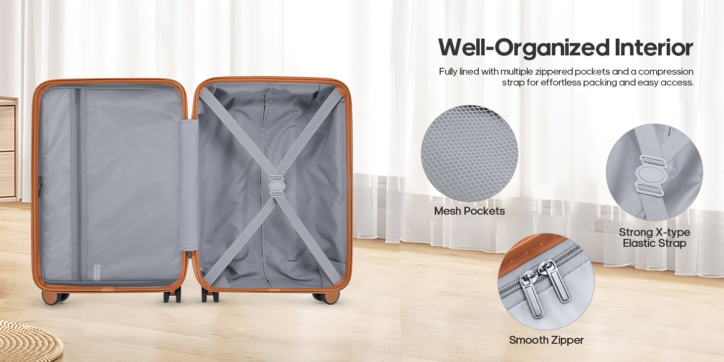 Luggage Sets 3pcs, Carry On Luggage 20 Inch With Spinner Wheels, PC Hardside Suitcase Set With TSA Lock, Durable Carry On Suitcase With Travel Backpack For Men Women