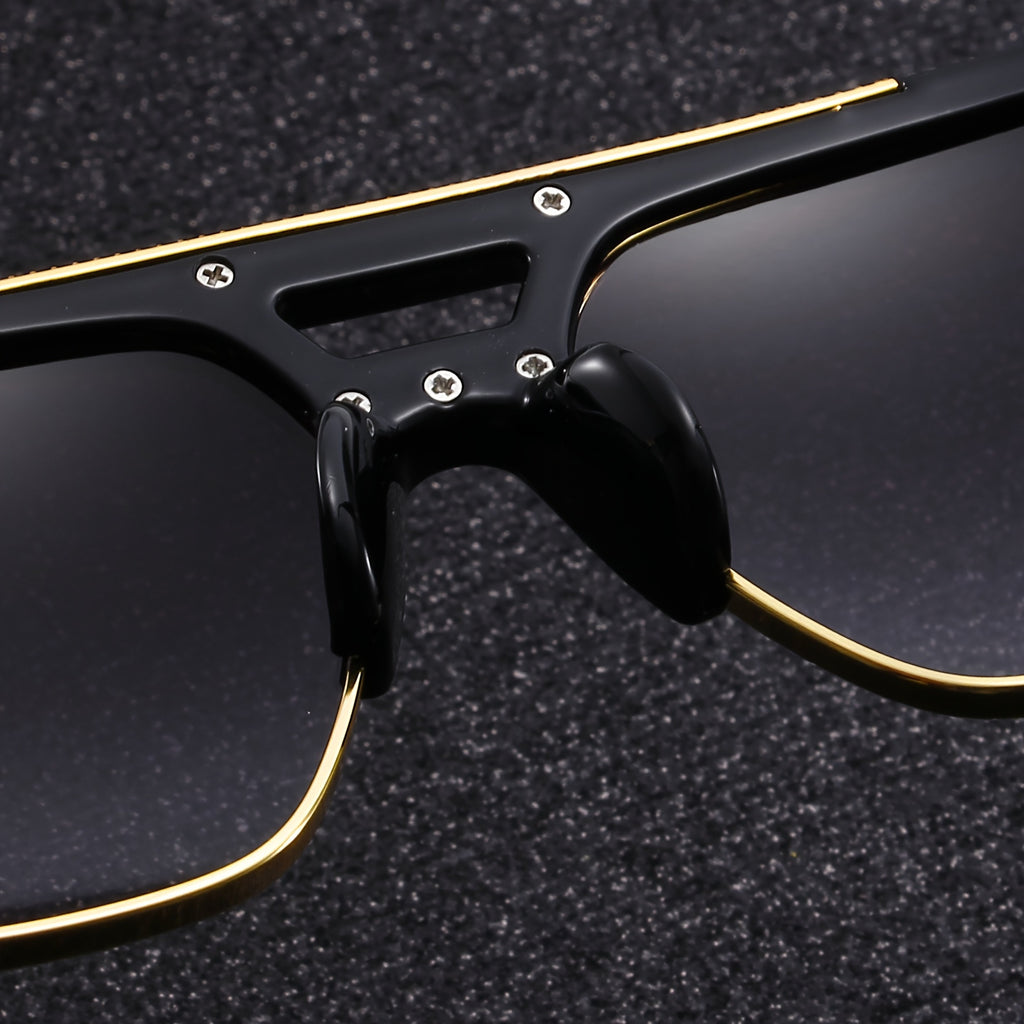 Retro Metal Half Frame Glasses for Women & Men - Oversized Lightweight Design with Sturdy Metal Hinge, Polycarbonate Frame & PC Lens, Retro Style for Parties, Casual Wear & Activities