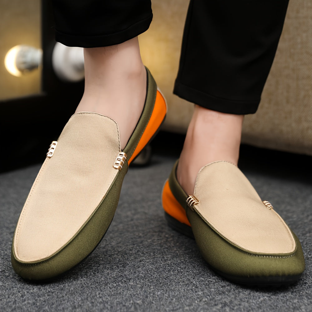 QRLQRL Men’s Casual Slip-On Shoes – All-Season Fabric Loafers with Rubber Sole, Lightweight Geometric Pattern Sneakers for Everyday Wear