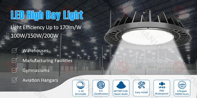 LED High Bay Light IP65 Waterproof Sensor Control 150W High Bay Led Light Garage Light