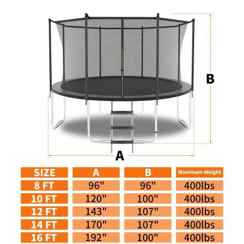 10FT Trampoline with Safety Enclosure Net, Outdoor Trampoline with Heavy Duty Jumping Mat and Spring Cover Padding for Kids and