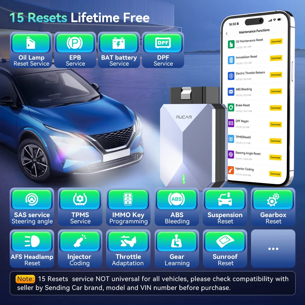 MUCAR BT200 MAX Auto OBD2 Scanner ELM327 CANFD Bidirectional Tool 15 Reset Full System Diagnose Code Reader Free Update for Life