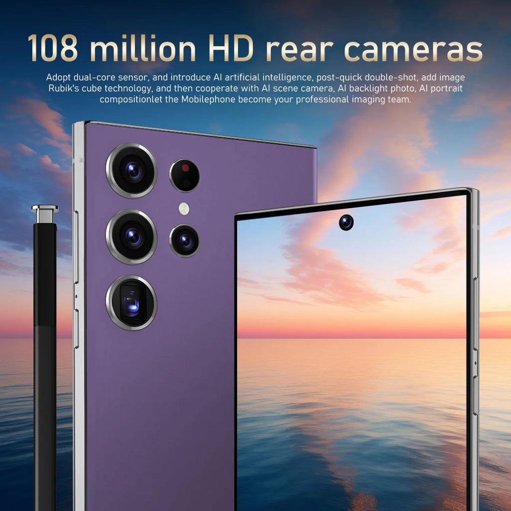 US in Stock S24 Ultra Cross-Border Smartphone Pro Max 5G with Integrated 6.8 Inch Large Screen Built-in Pen Machine (8+256)