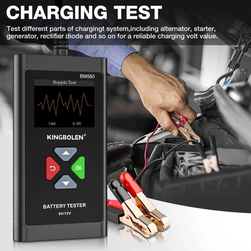 USA EU Warehouse KINGBOLEN BM580 6V 12V Car Battery Tester 100-2000CCA Voltage Tester