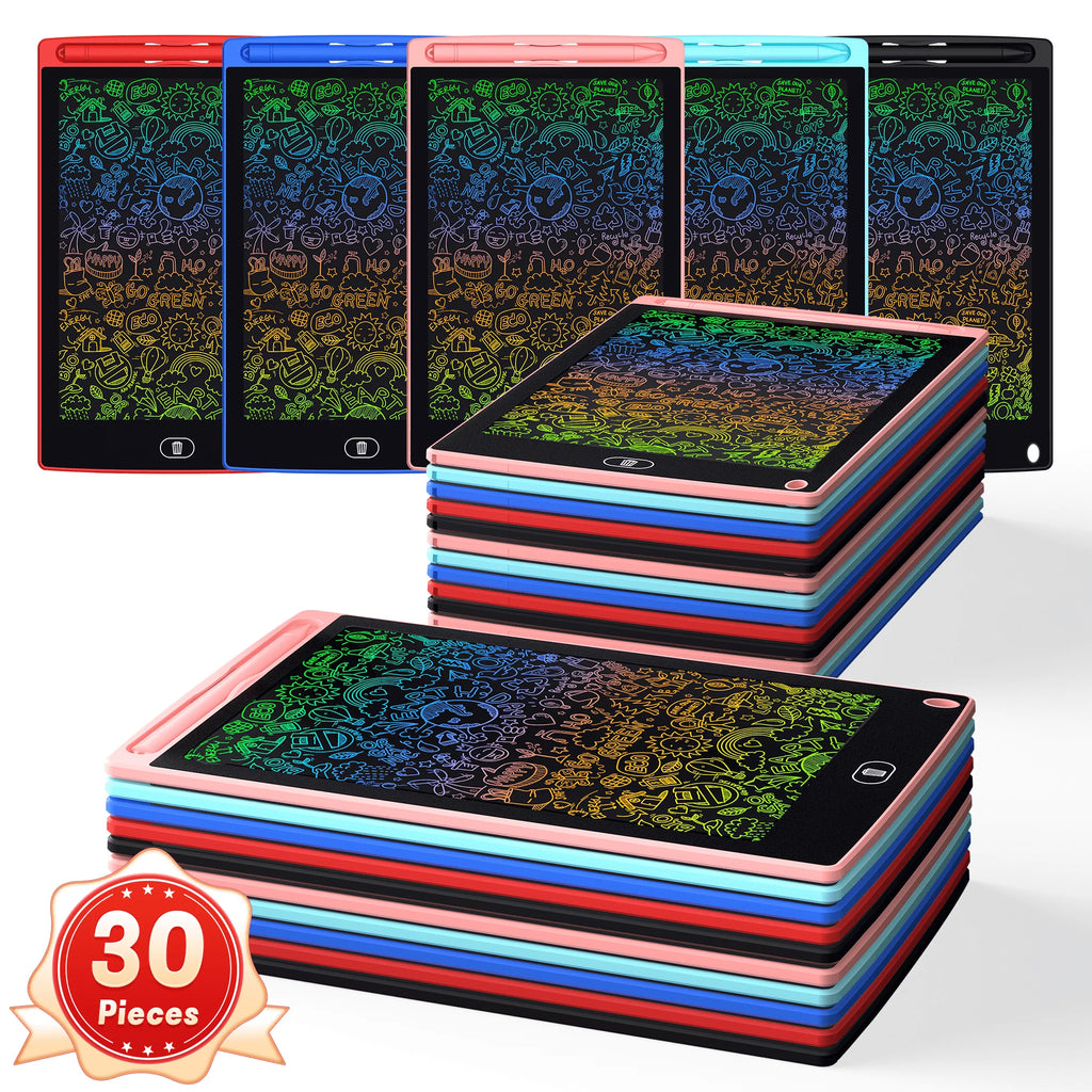 30 Pieces of 8.5-Inch LCD Writing Tablet for Kids Colorful LCD Electronic Digital Pad with Waterproof and Erasable Surface