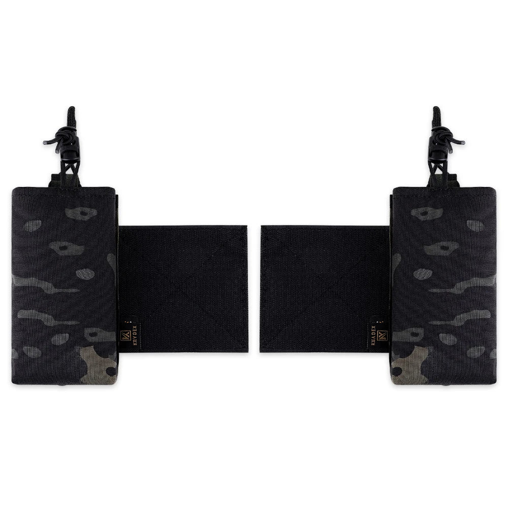 USA Warehouse KRYDEX Tactical Side Radio Pouch Set 2PCS MK3 Elastic Camo Walkie Talkies Carrier Tactical Radio Pouch