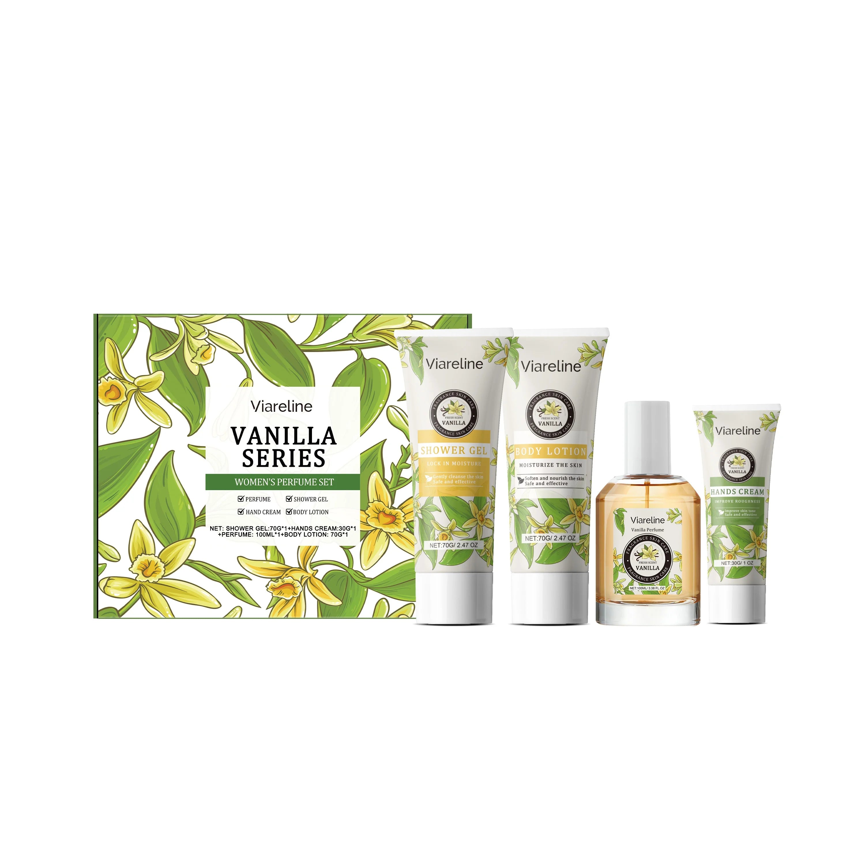 Viareline AHA Infused Perfumed Skin Care Set Refreshing Hydrating & Deep Nourishing for Smooth Skin
