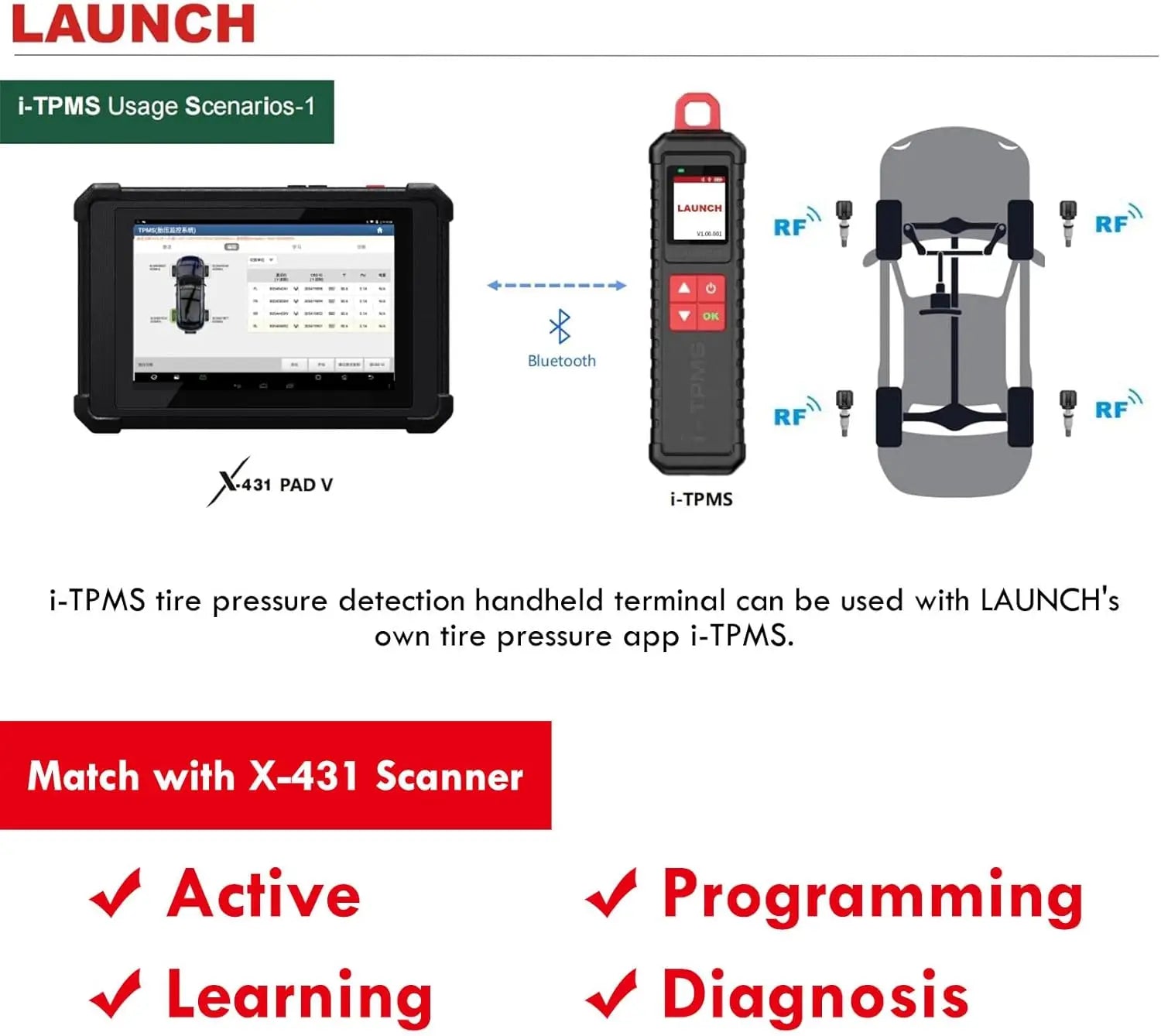 2025 LAUNCH NEW X431 I-TPMS(TS GUN) TPMS Tire Pressure Detector Handheld Car Diagnostic Tool