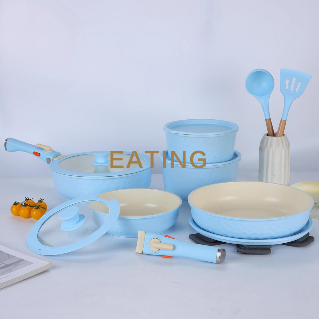 Ceramic Coating 17pcs Cookware Sets Non Stick Induction Stove Frying Pan Saucepan Cookware Sets. USA Wearhouse Delivery in 6 Days