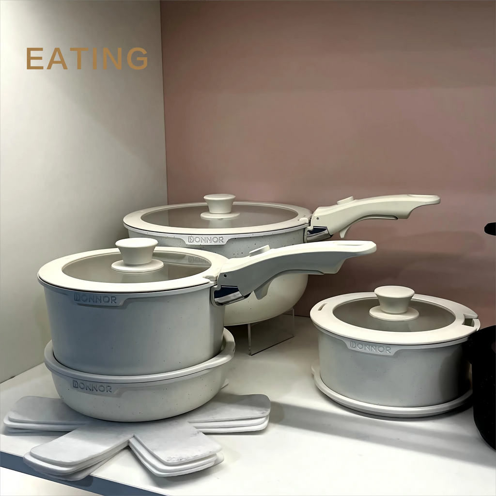 USA Wearhouse Delivery in 6 Days Ceramic Coating 17pcs Cookware Sets Non Stick Pots Cooking Induction Stove Frying Pan