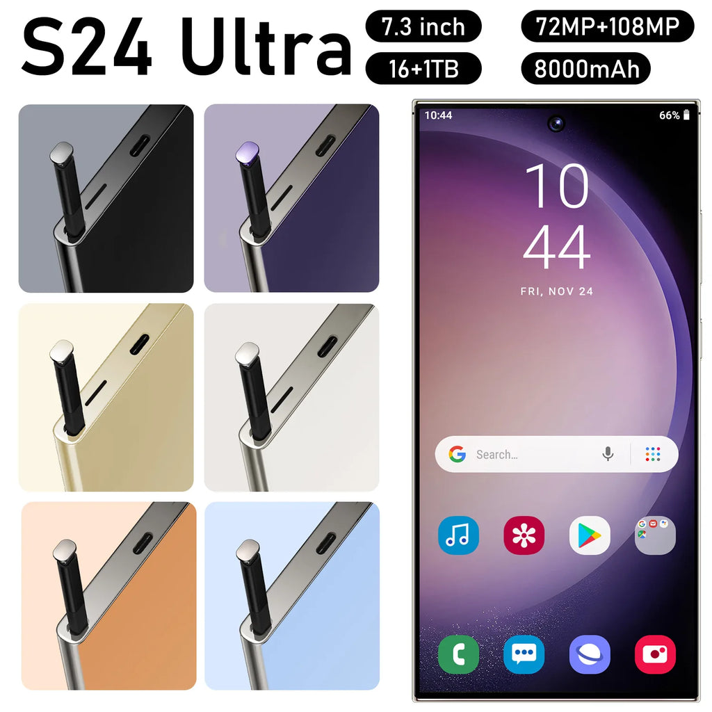 US in Stock S24 Ultra Cross-Border Smartphone Pro Max 5G with Integrated 6.8 Inch Large Screen Built-in Pen Machine (8+256)