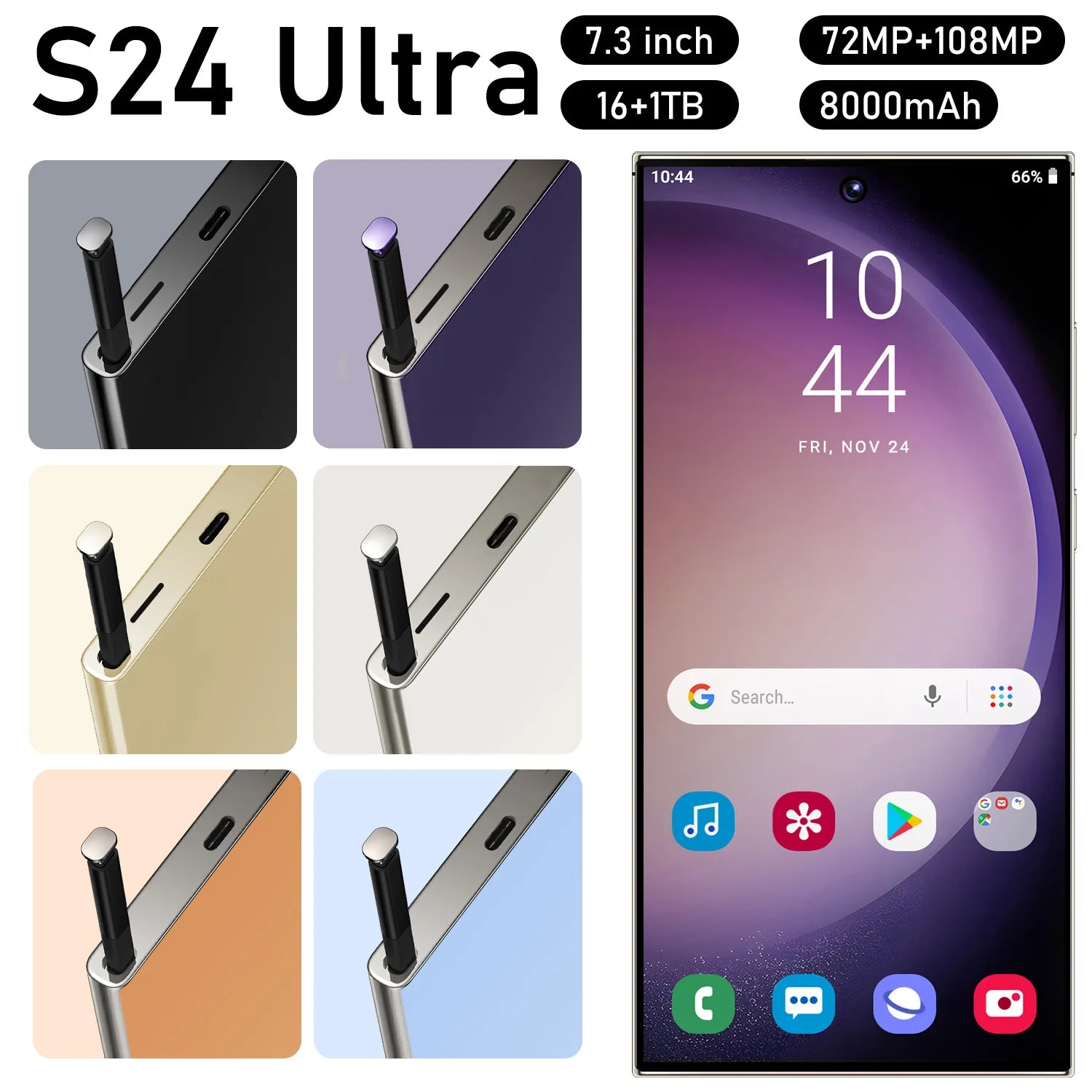 US in Stock S24 Ultra Cross-Border Smartphone Pro Max 5G with Integrated 6.8 Inch Large Screen Built-in Pen Machine (8+256)