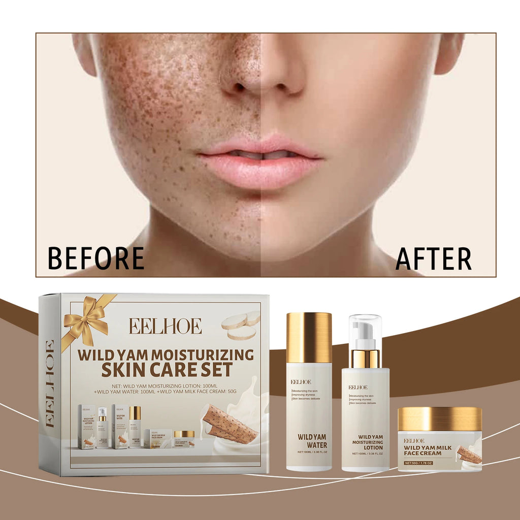 EELHOE Hydrating and Moisturizing Skin Care Set Non-Greasy AHA and Collagen Infused Cream Lotion Wild Yam Inspired Refreshing