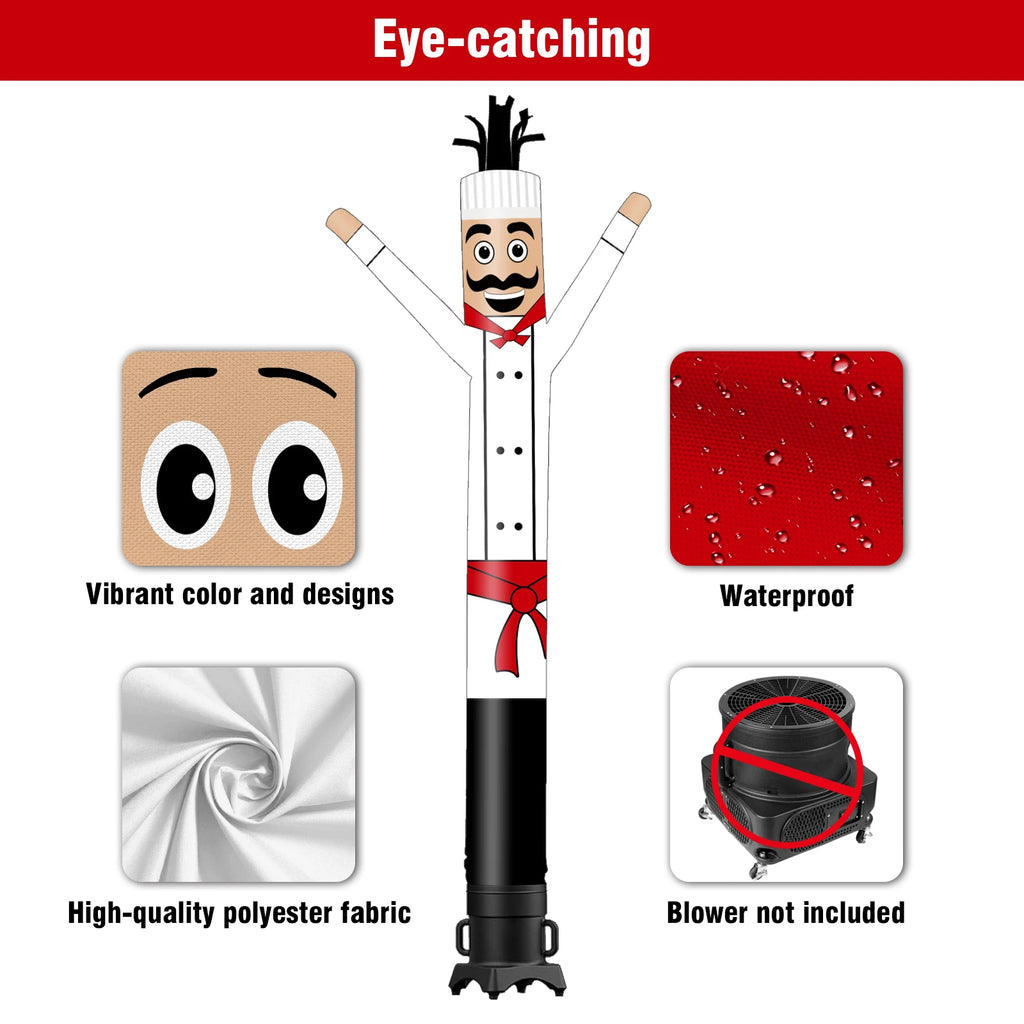 Chef Theme air Dancer Inflatable Wacky Wave Tube Man Suitable for Outdoor Party Festival New Store Display No Blower Required