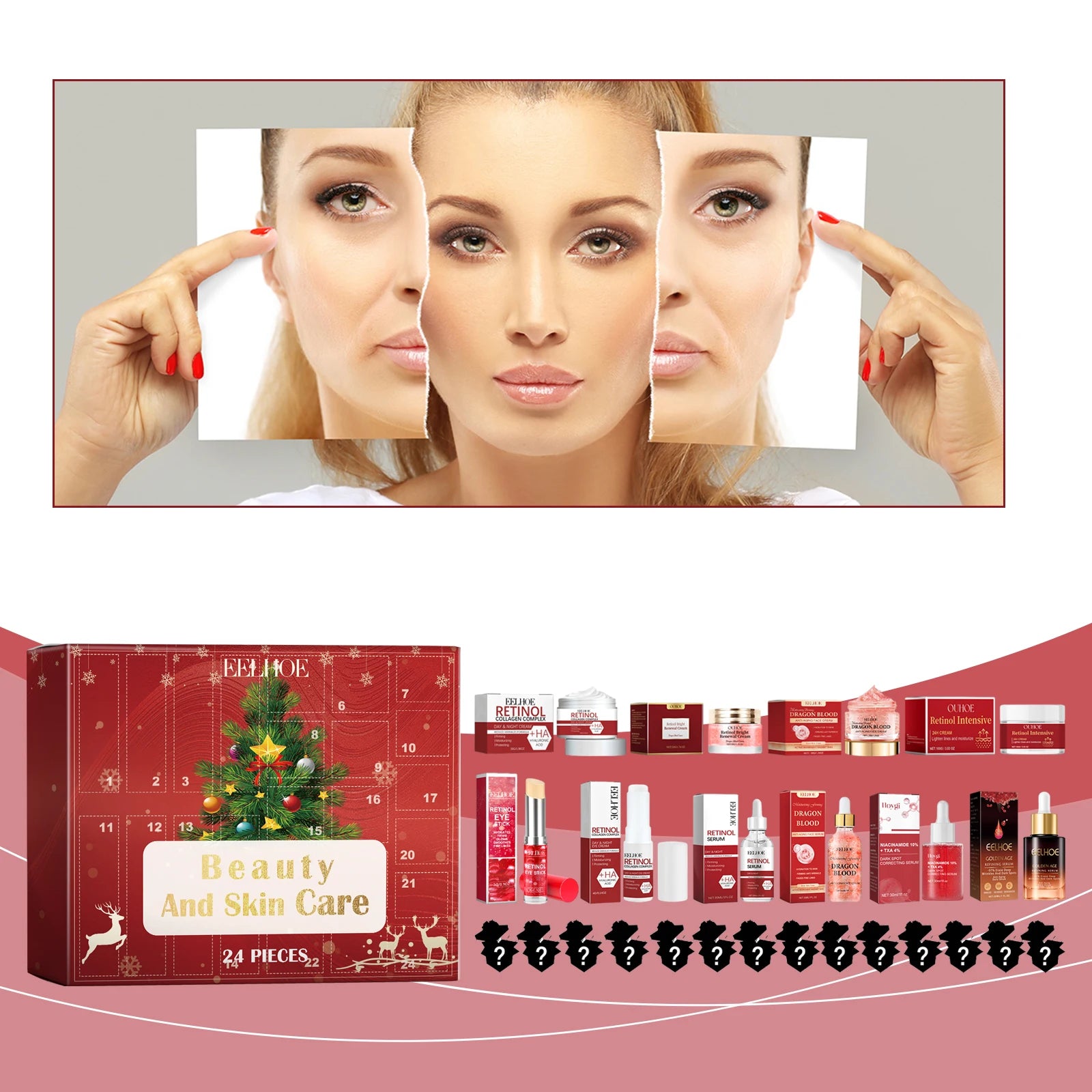 EELHOE 24 Grid Moisturizing Beauty Skin Care Set 24 Grid Blind Box with Moisturizing Beauty Surprise