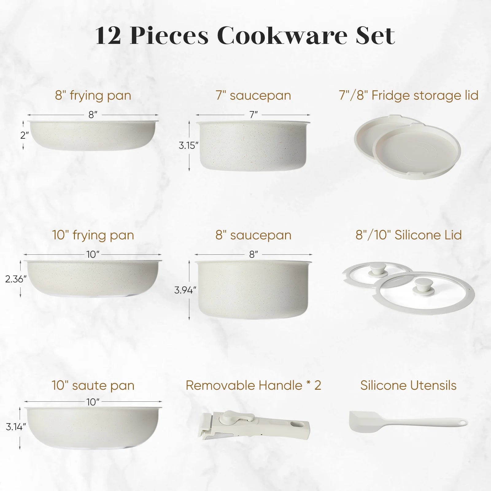 FCJ 12-Piece Non-Stick Stainless Steel Cookware Set Modern Classic Design for Home Cooking Featuring Spiral Bottom Steel Lid