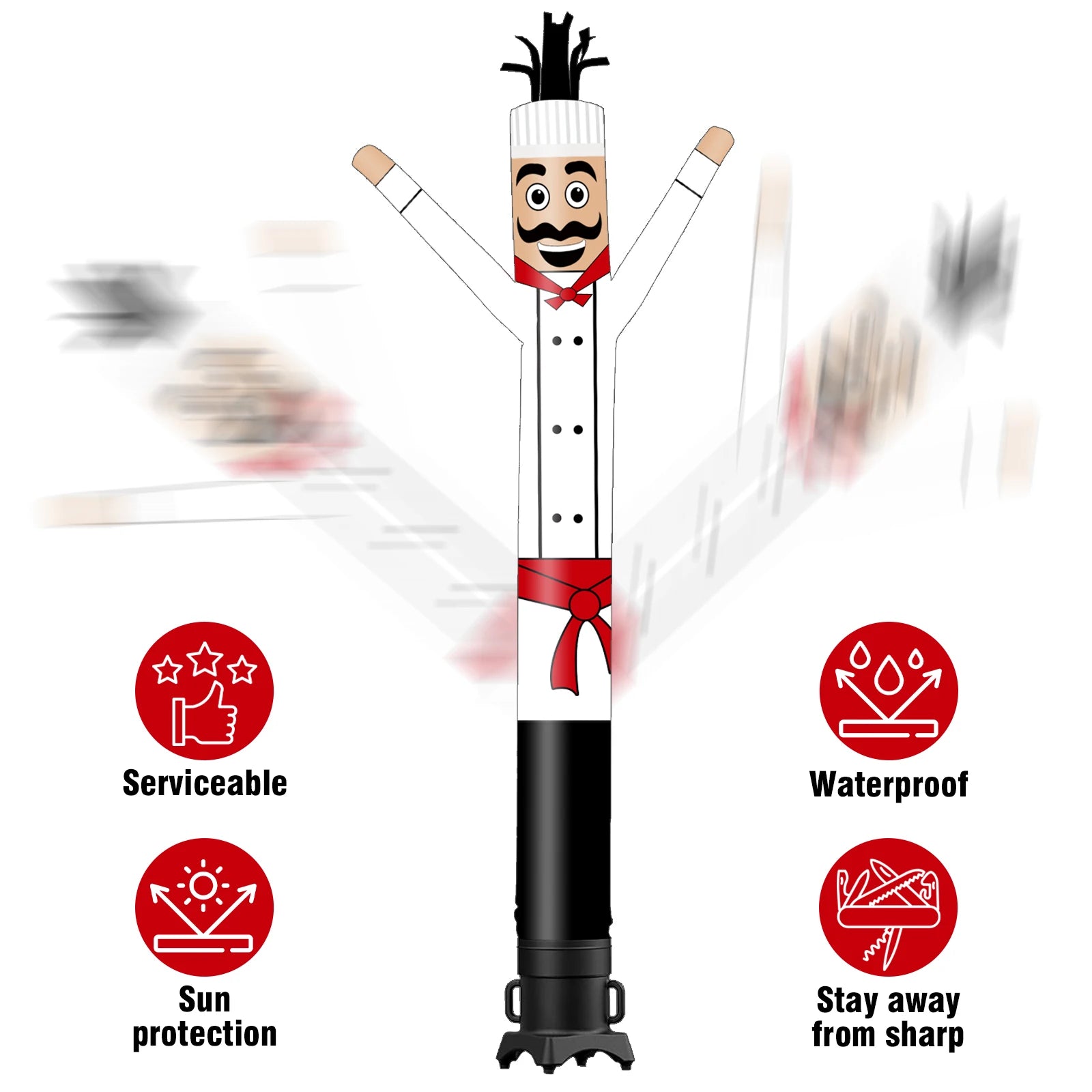 Chef Theme air Dancer Inflatable Wacky Wave Tube Man Suitable for Outdoor Party Festival New Store Display No Blower Required