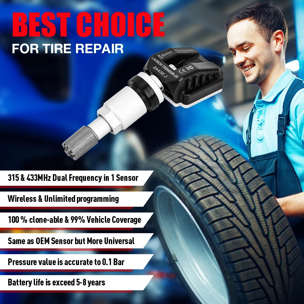 USA EU Warehouse LAUNCH LTR-V Programmed Tire Pressure Monitoring System RF Dual Frequency (315MHZ+433MHZ) TPMS Sensor