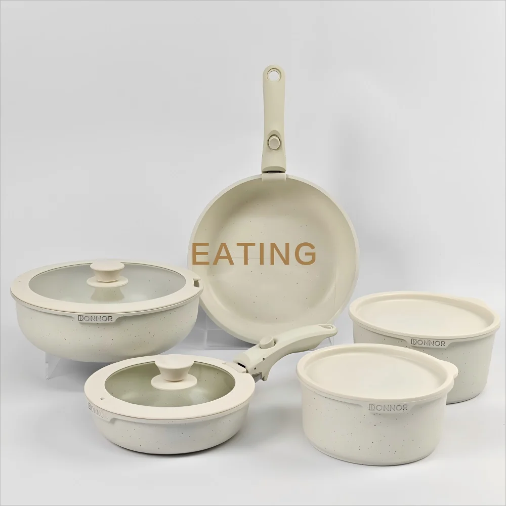 USA Wearhouse Delivery in 6 Days Ceramic Coating 17pcs Cookware Sets Non Stick Pots Cooking Induction Stove Frying Pan