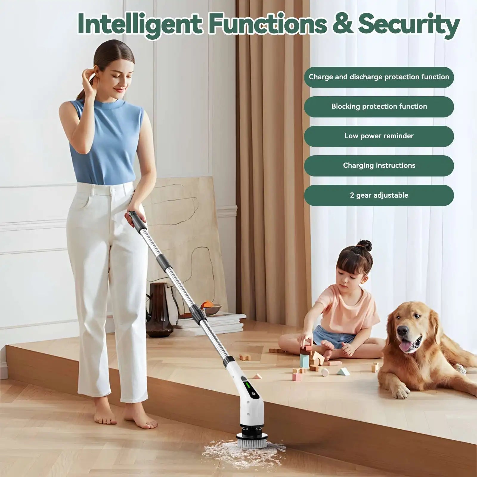 USA Warehouse Electric Spin Scrubber Cordless Cleaning Brushes Household Cleaning Products Floor Scrubber With Adjustable Handle