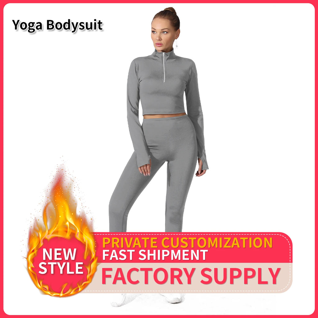 FCJ Women's Stylish Simple Solid Color Yoga Suit