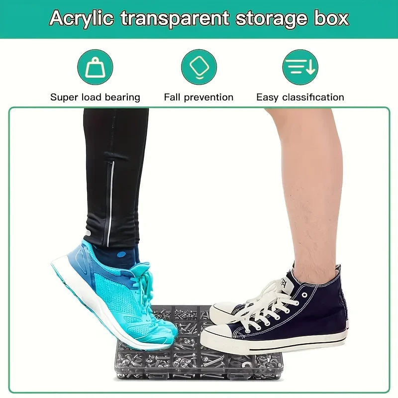 710pcs Nuts Bolts Kit #4 to #10 Phillips Pan Head Flat Washers Durable Storage Case