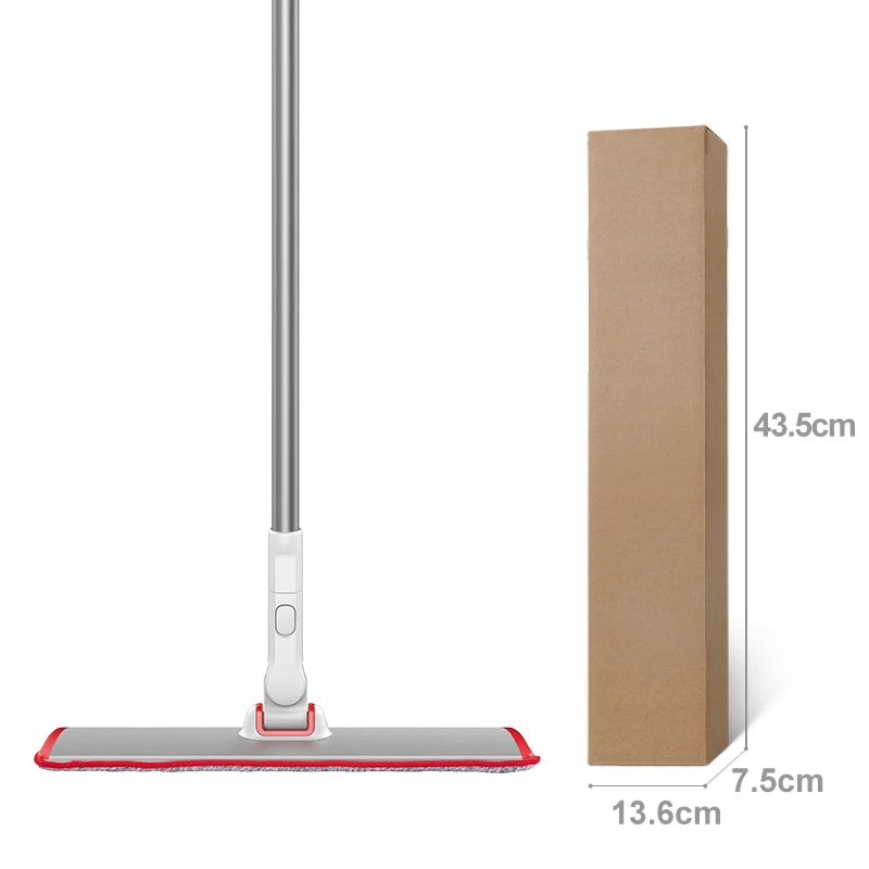 Flat Mop Microfiber Pad Aluminum Plate Telescopic Handle Floor Cleaning Lightweight
