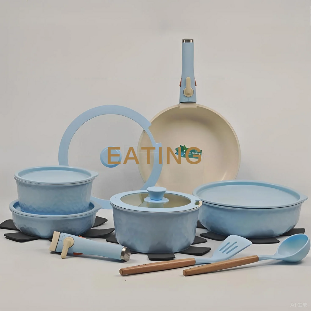 Ceramic Coating 17pcs Cookware Sets Non Stick Induction Stove Frying Pan Saucepan Cookware Sets. USA Wearhouse Delivery in 6 Days