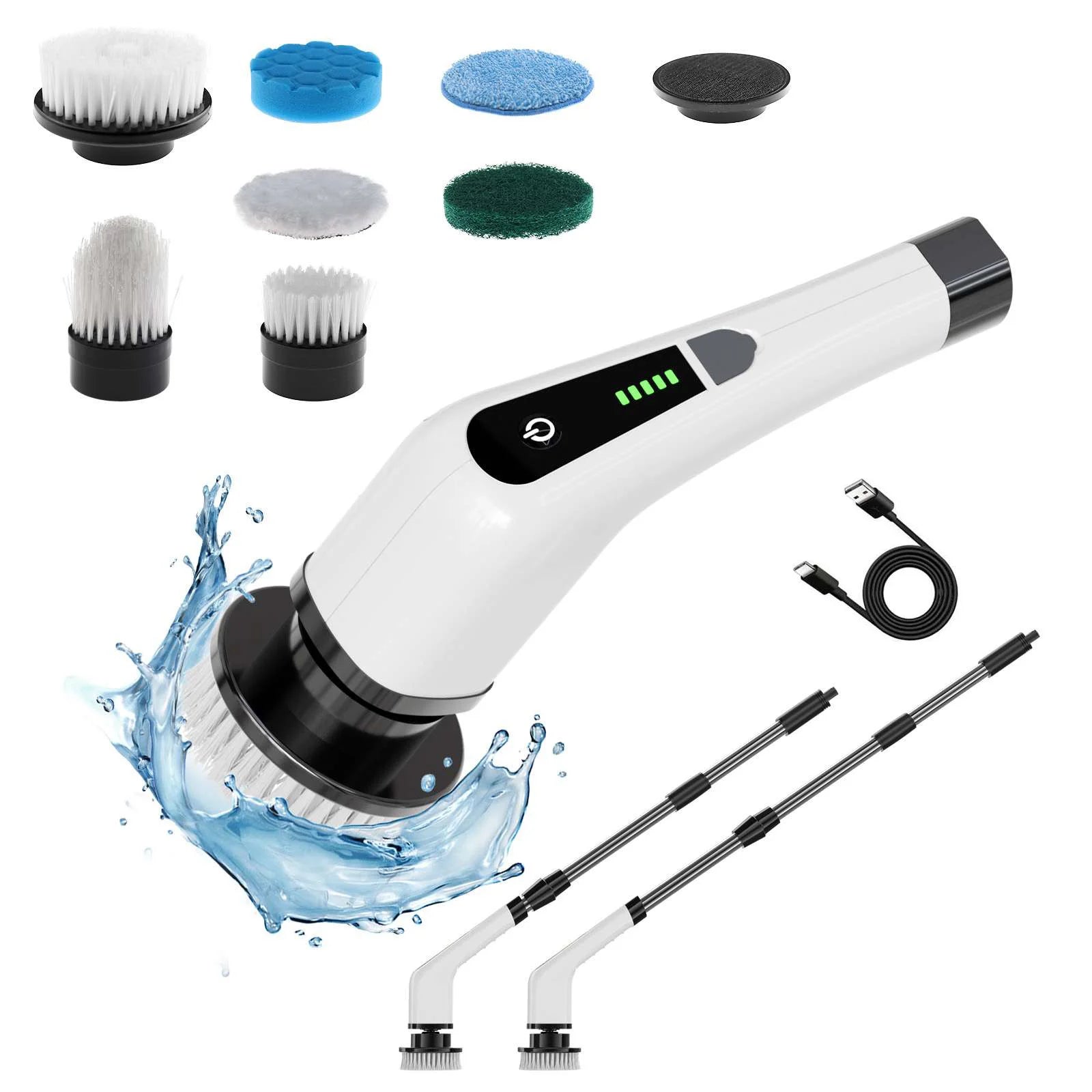 USA Warehouse Electric Spin Scrubber Cordless Cleaning Brushes Household Cleaning Products Floor Scrubber With Adjustable Handle