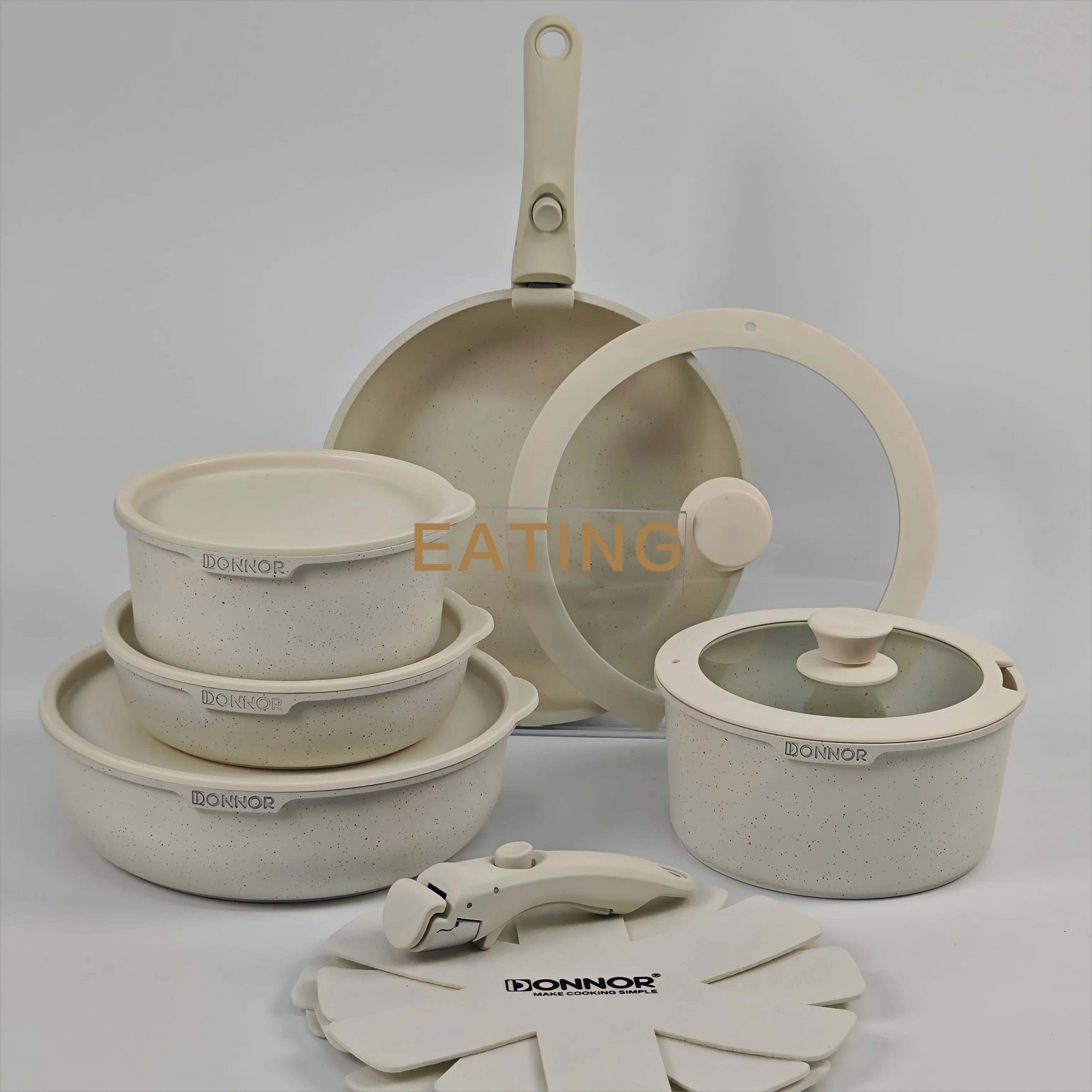USA Wearhouse Delivery in 6 Days Ceramic Coating 17pcs Cookware Sets Non Stick Pots Cooking Induction Stove Frying Pan