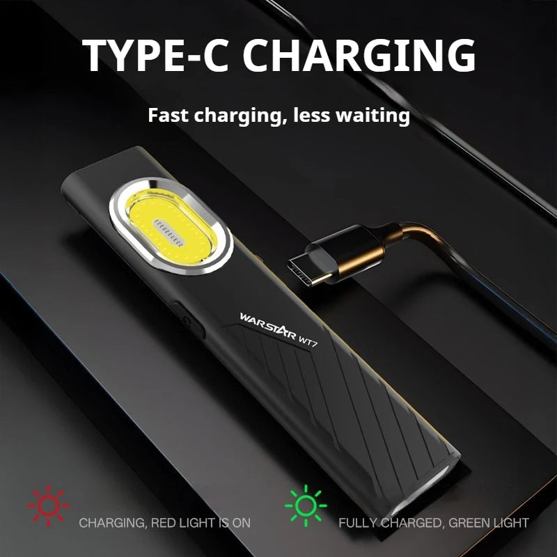 T7 Powerful 700LM USB-C Rechargeable Magnetic Flashlight IPX4 Waterproof Emergency Work Light for Home Power Outage