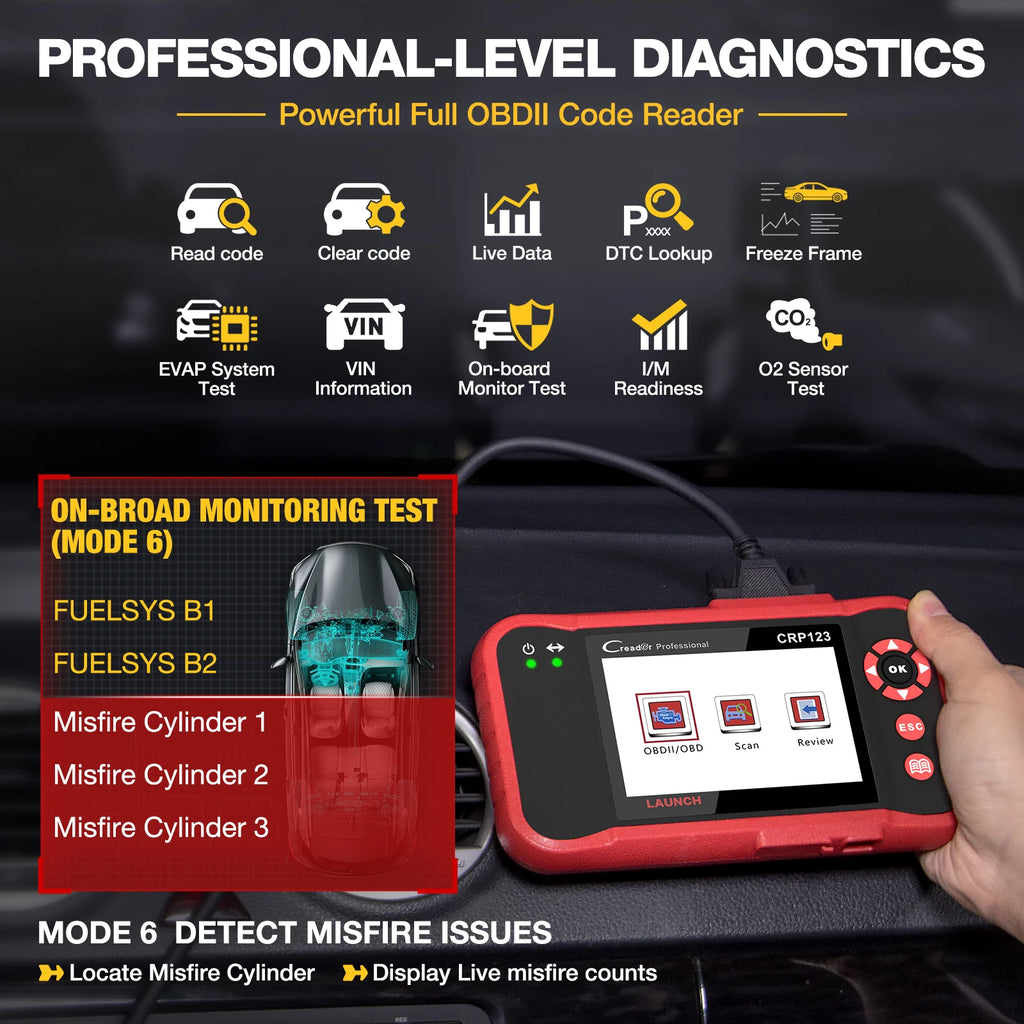 USA Warehouse LAUNCH CRP123 Four System OBD2 Scanner Diagnostic Tool Lifetime Free Update