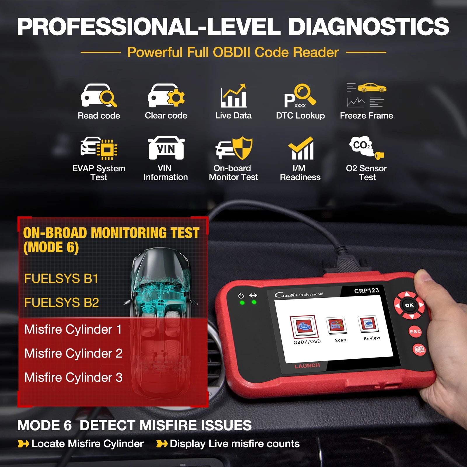 USA Warehouse LAUNCH CRP123 Four System OBD2 Scanner Diagnostic Tool Lifetime Free Update
