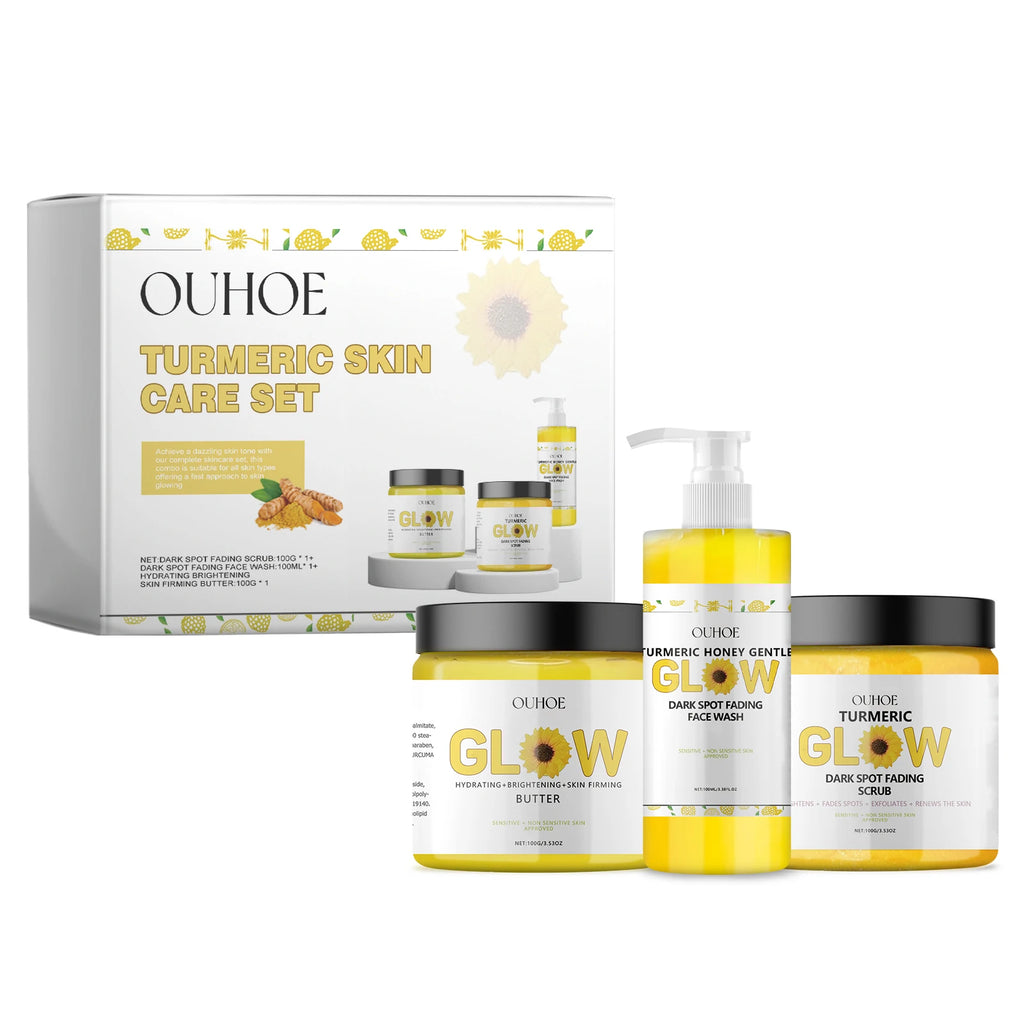 OUHOE Hydrating Skin Care Set Fresh Clean AHA Vegan Oil-Control Fade Fine Lines Firming Haun White Treatments Turmeric