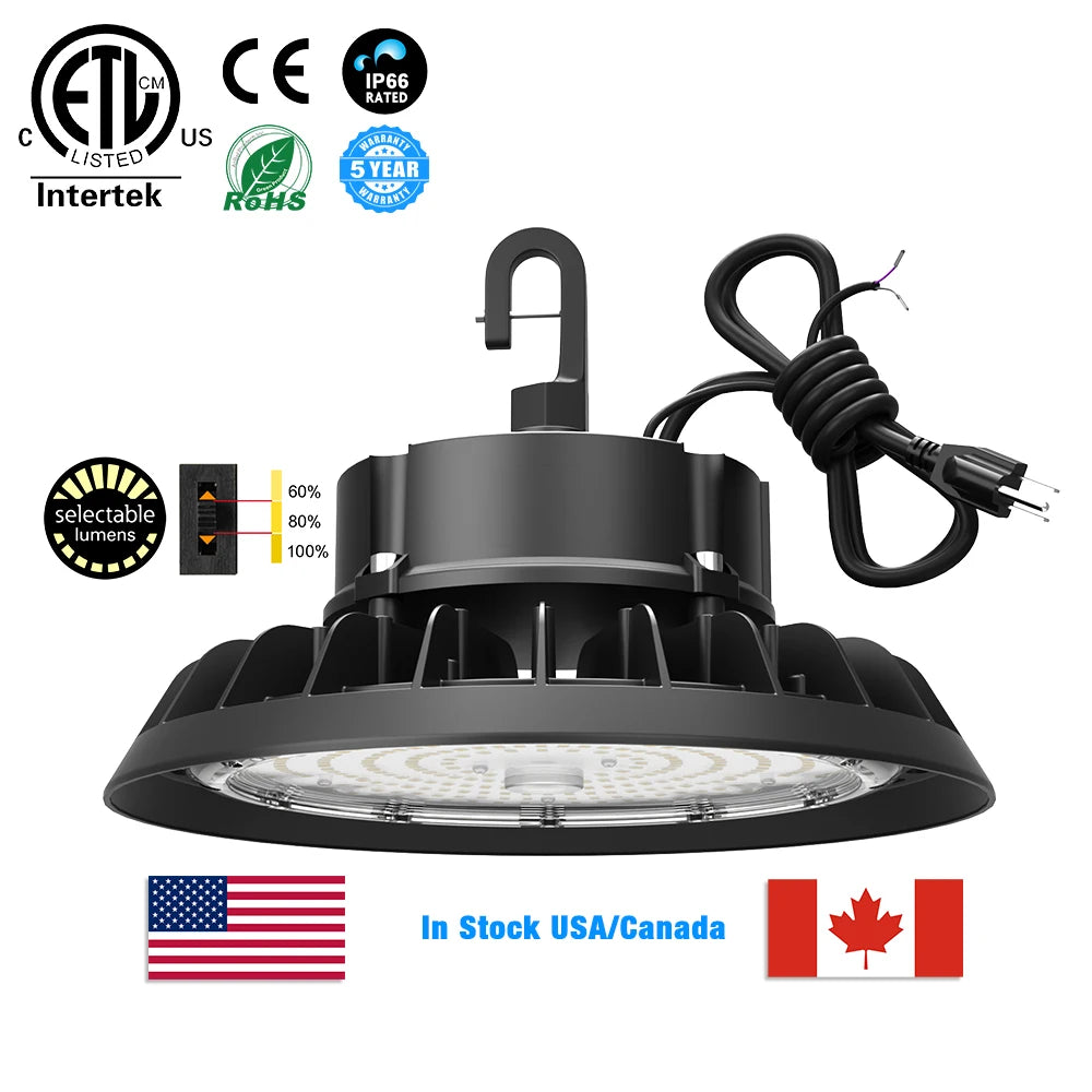 Stock in USA IP65 UL ETL Multiple Power CCT Selection 240W Warehouse UFO Led High Bay Light
