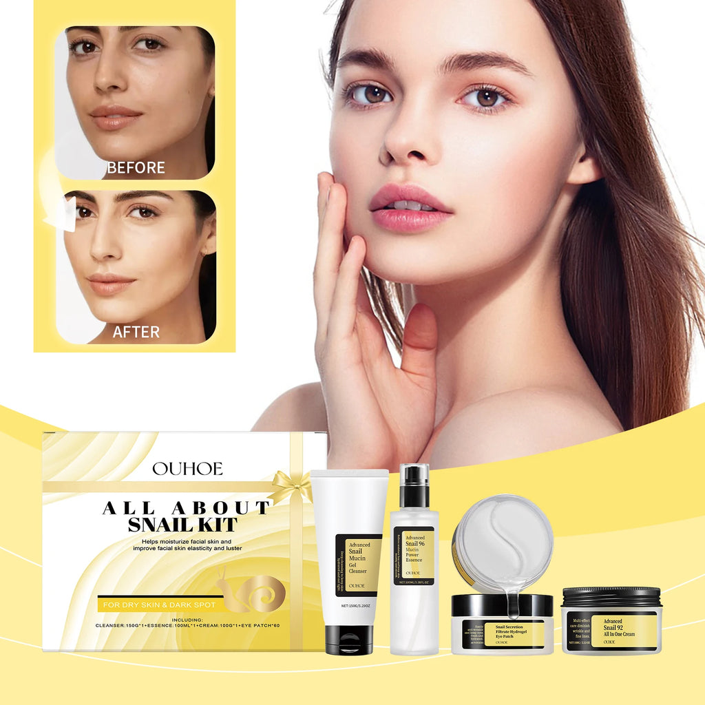 OUHOE Snail Facial Care Gift Box Nourishing and Repairing Skin Moisturizing Hydrating Delicate Oil Control Gift Box Packaging