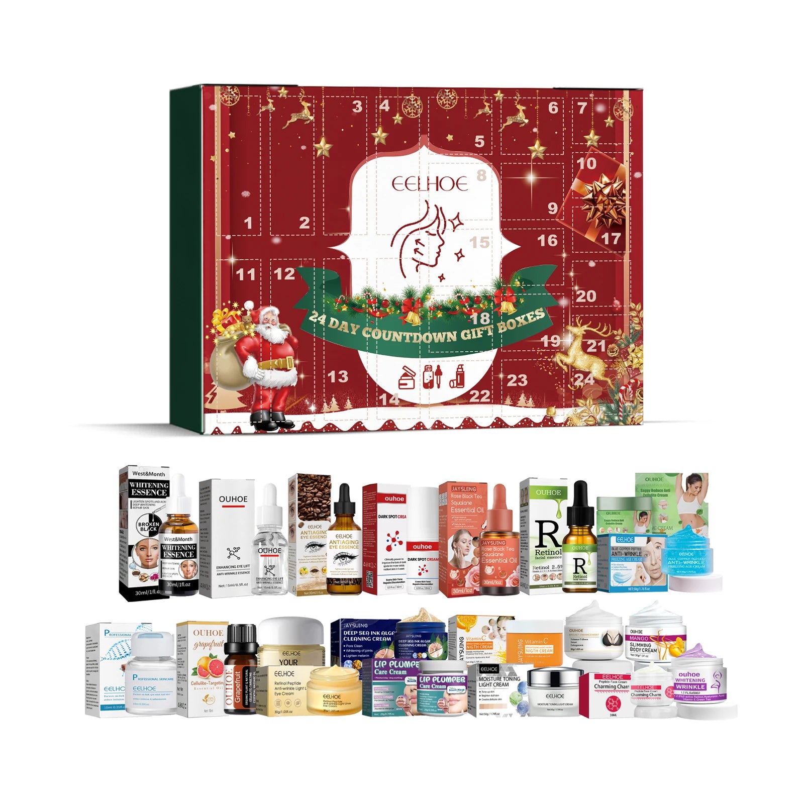 EELHOE 24 Cells Christmas Beauty Skin Care Set Moisturizing Whitening Surprise Blind Box