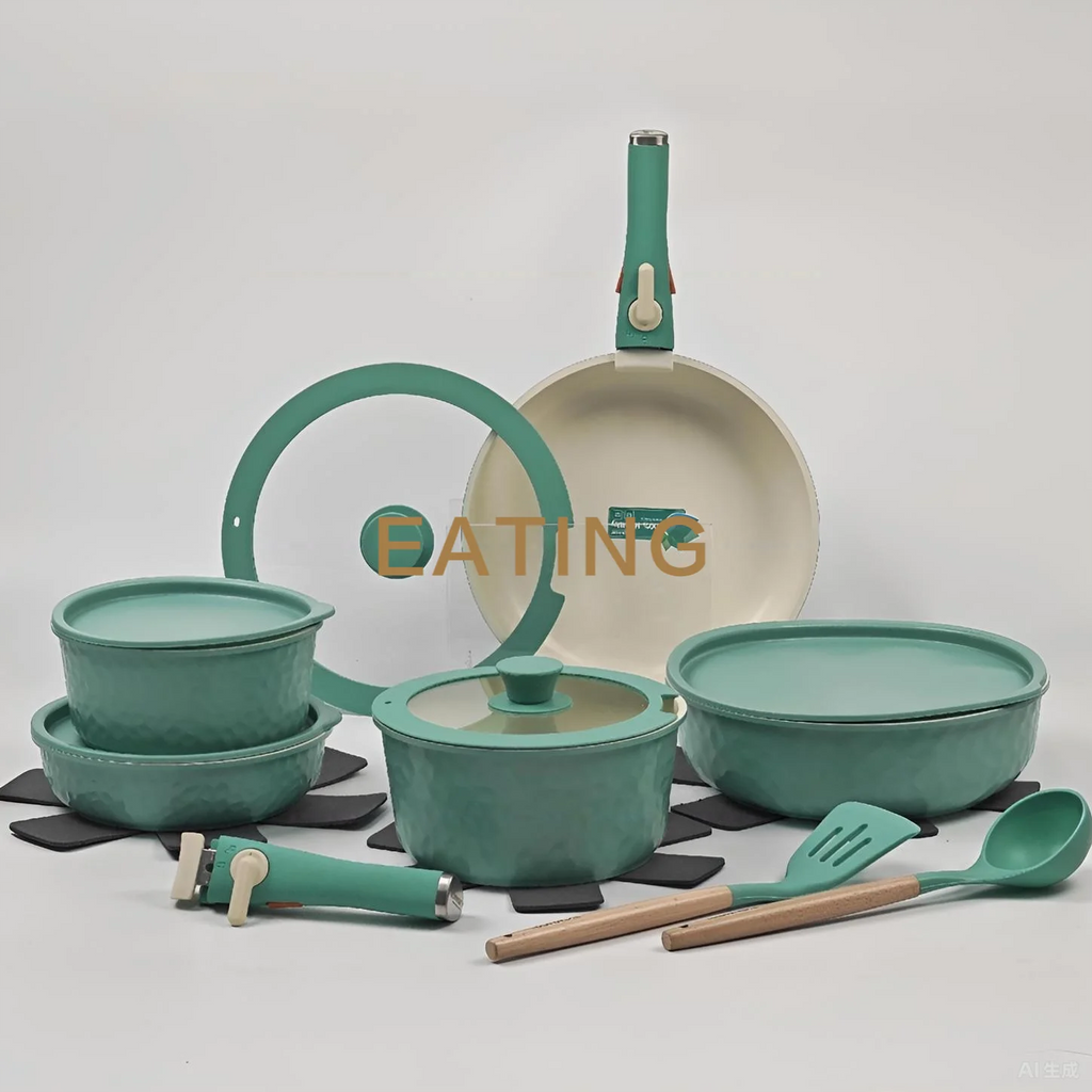 USA Wearhouse Delivery in 6 Days Ceramic Coating 17pcs Cookware Sets Non Stick Pots Cooking Induction Stove Frying Pan