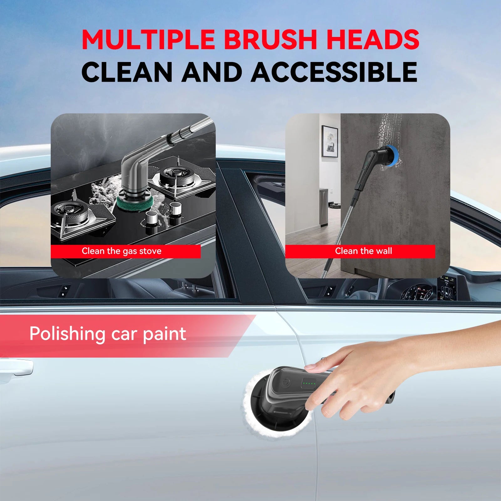 7" Electric Spin Scrubber 2500mAh Cordless Long Handle Cleaning Brush for Bathroom & Floor – USA 2–4 Days