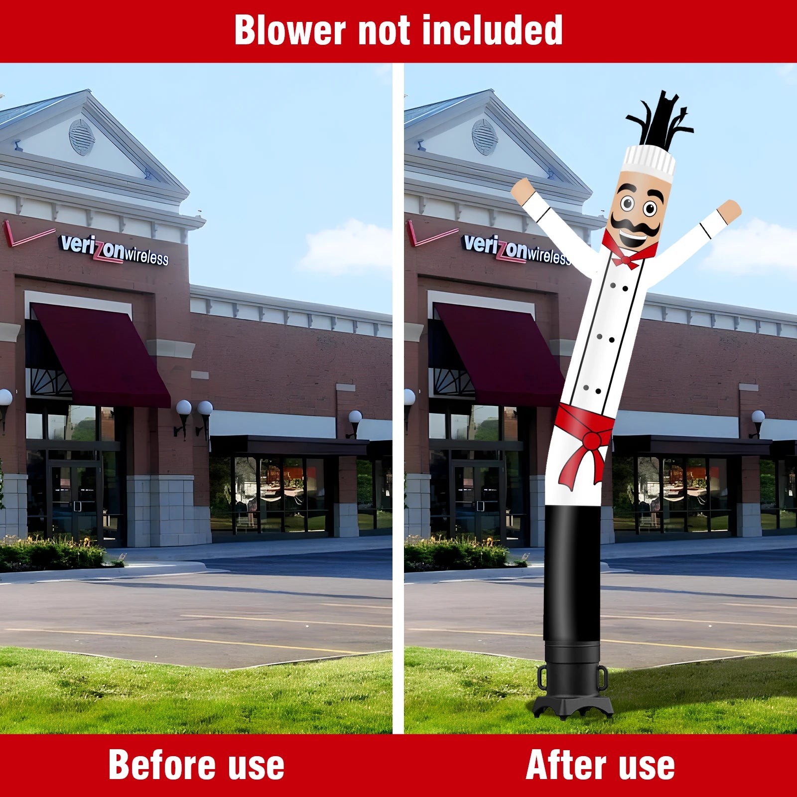 Chef Theme air Dancer Inflatable Wacky Wave Tube Man Suitable for Outdoor Party Festival New Store Display No Blower Required