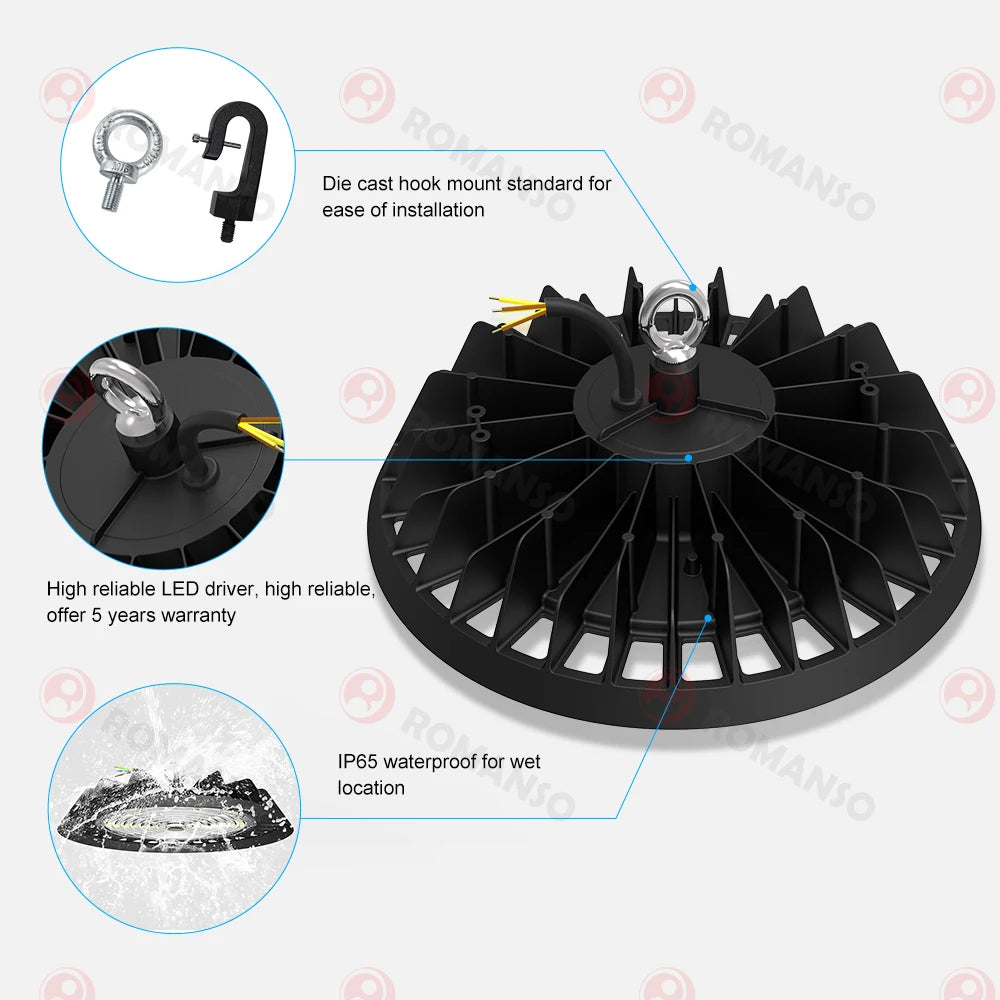 LED High Bay Light IP65 Waterproof Sensor Control 150W High Bay Led Light Garage Light