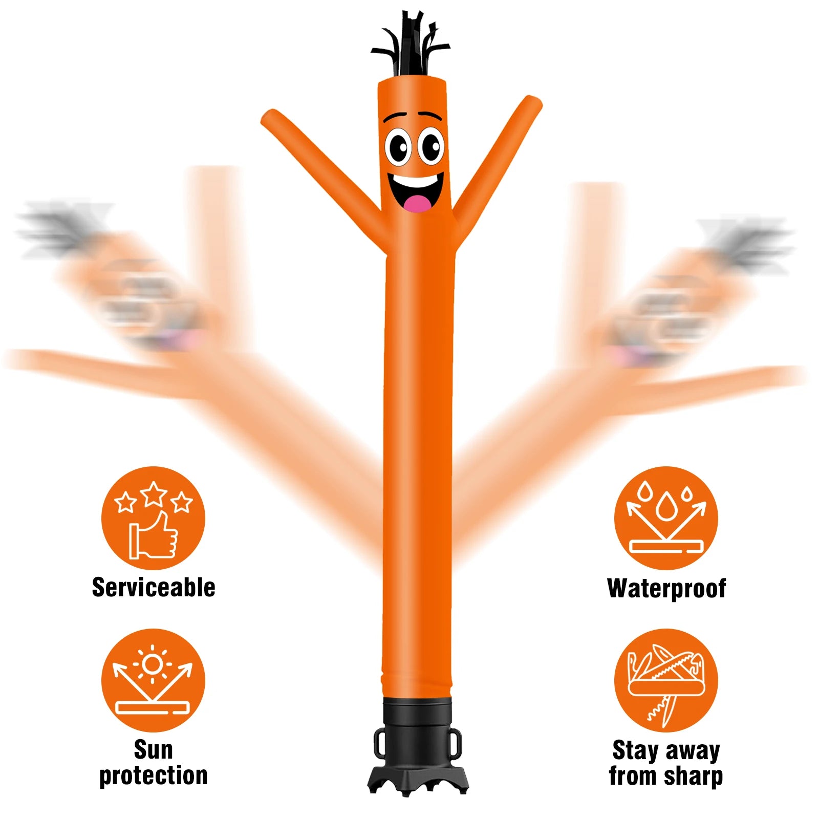 Inflatable Tube Man Wacky Wave Dancer for Outdoor Advertising Promotion Air Dancer - Orange (Blower Not Included)