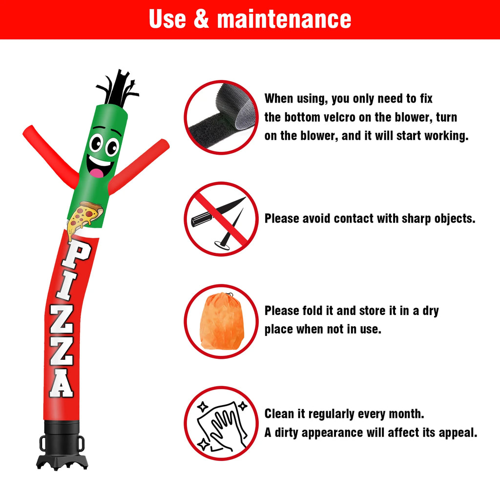 Pizza Theme air Dancer Inflatable Wacky Wave Tube Man Suitable for Outdoor Party Festival New Store Display Without Blower