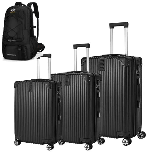 3-Piece Hard Shell Luggage Set with Four-Wheel Rollers & Password Lock for Long-Distance & Short Distance Travel Hiking Bag FCJ